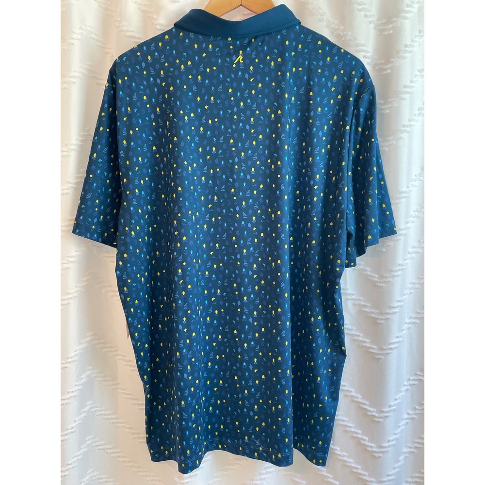 Redvanly Ashland Polo Admiral Blue Botanical Print Golf Shirt XXL NWT - Picture 2 of 9